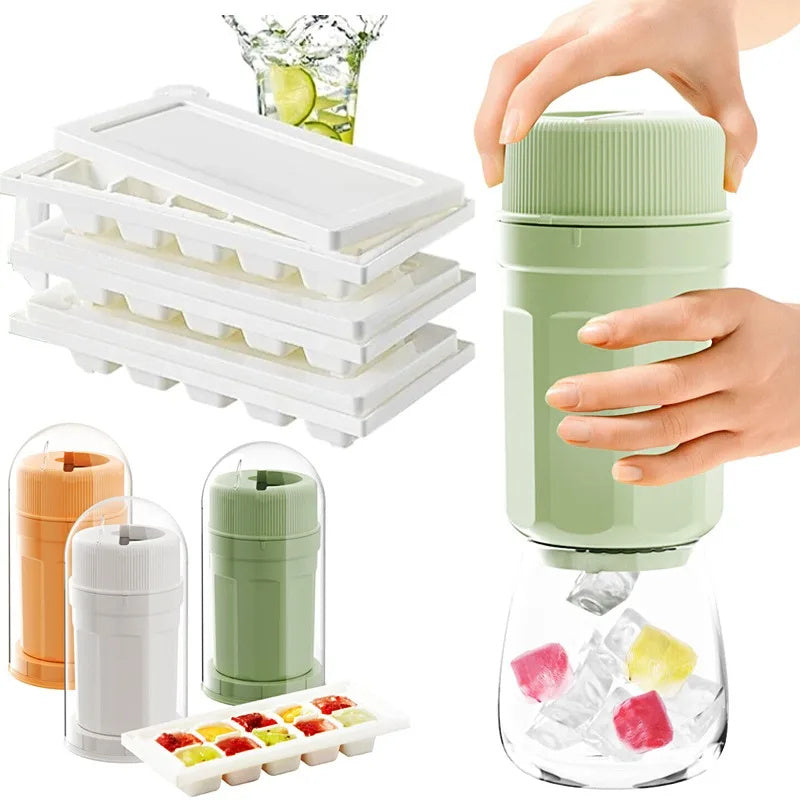 Twisting Ice Cup Rotating Release Ice Cube Trays with Cover